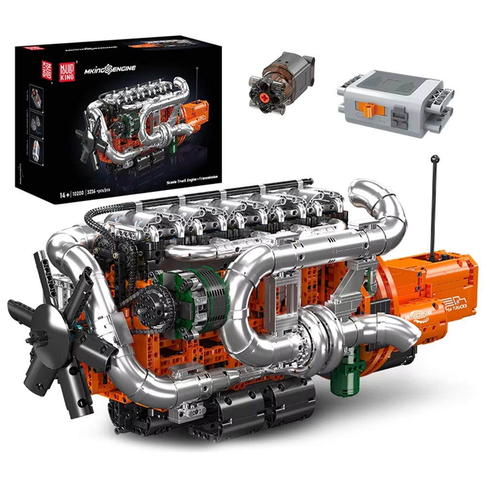 Mould King 10200 Technical Car The Motorized Heavy-Duty Truck Engine Model Building Block Assembly Kit Transmission Brick Christmas Gift