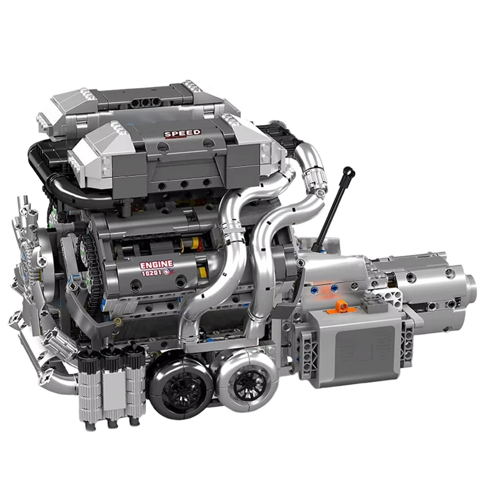 Mould King 10201 Technical Car Building Block Motorized Bug SuperCar W16 Engine with Gearbox Building Block Brick Kids Gift