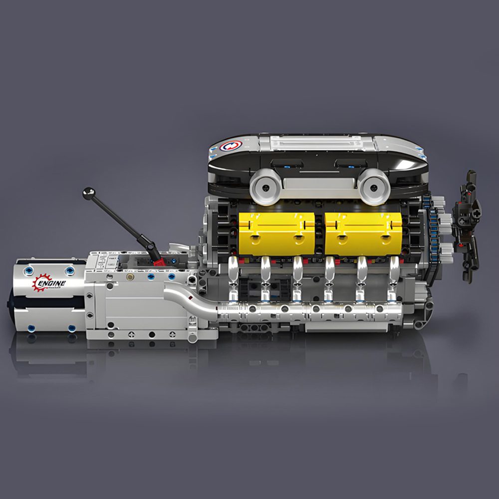Mould King 10202 V12 Engine Model with Gearbox Motored for Technical Supercar LamBo Building Block Assembly Kit 1260PCS Kids Toys Gifts