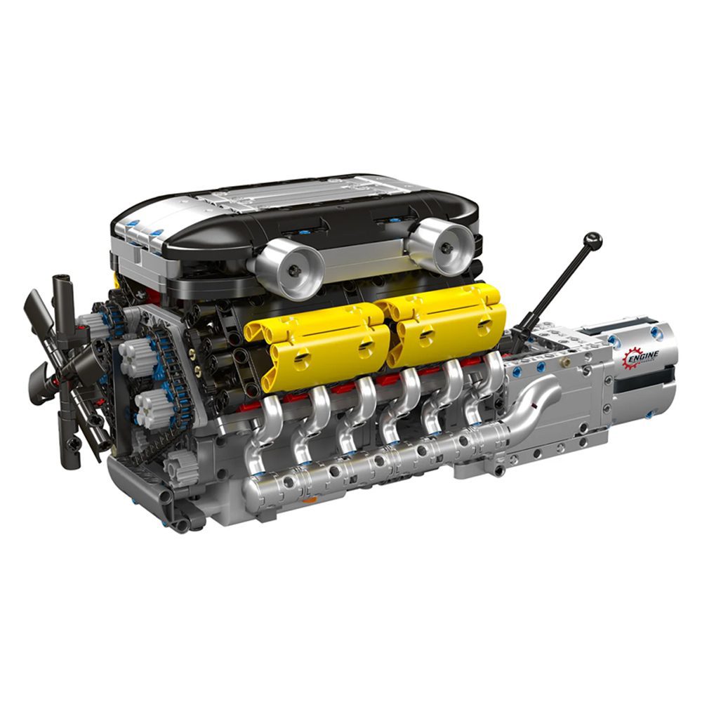 Mould King 10202 V12 Engine Model with Gearbox Motored for Technical Supercar LamBo Building Block Assembly Kit 1260PCS Kids Toys Gifts