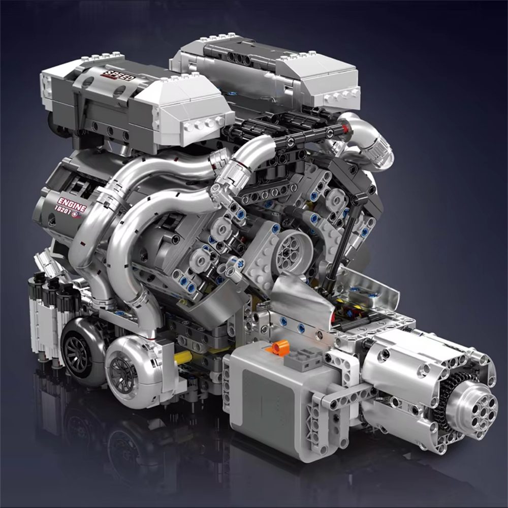 Mould King 10201 Technical Car Building Block Motorized Bug SuperCar W16 Engine with Gearbox Building Block Brick Kids Gift