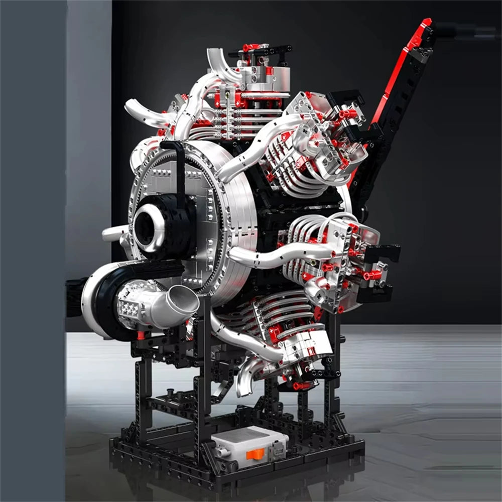 Mould King 10233 Technical Car Engine Model Motorized Radial Aviation Building Block Brick Assembly Kit 3089PCS Kids Toys Christmas Gifts