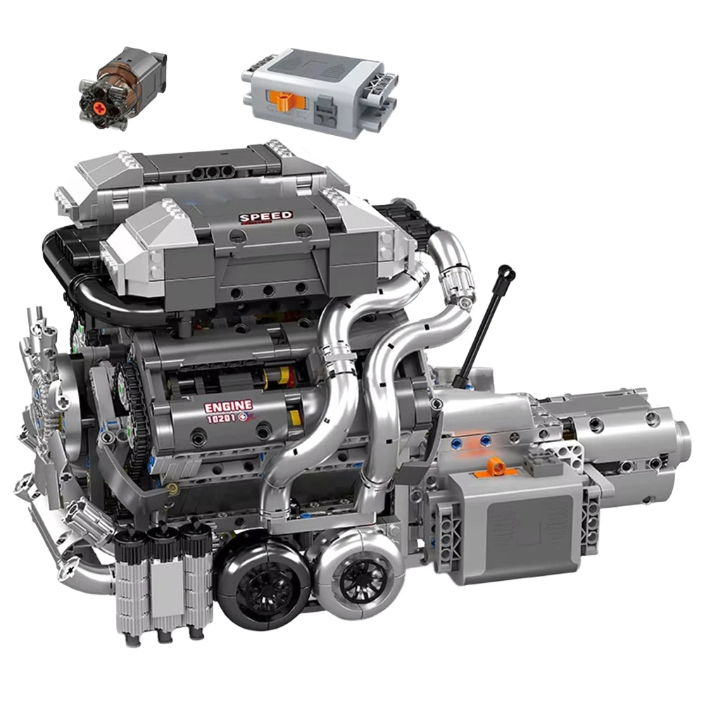 Mould King 10201 Technical Car Building Block Motorized Bug SuperCar W16 Engine with Gearbox Building Block Brick Kids Gift