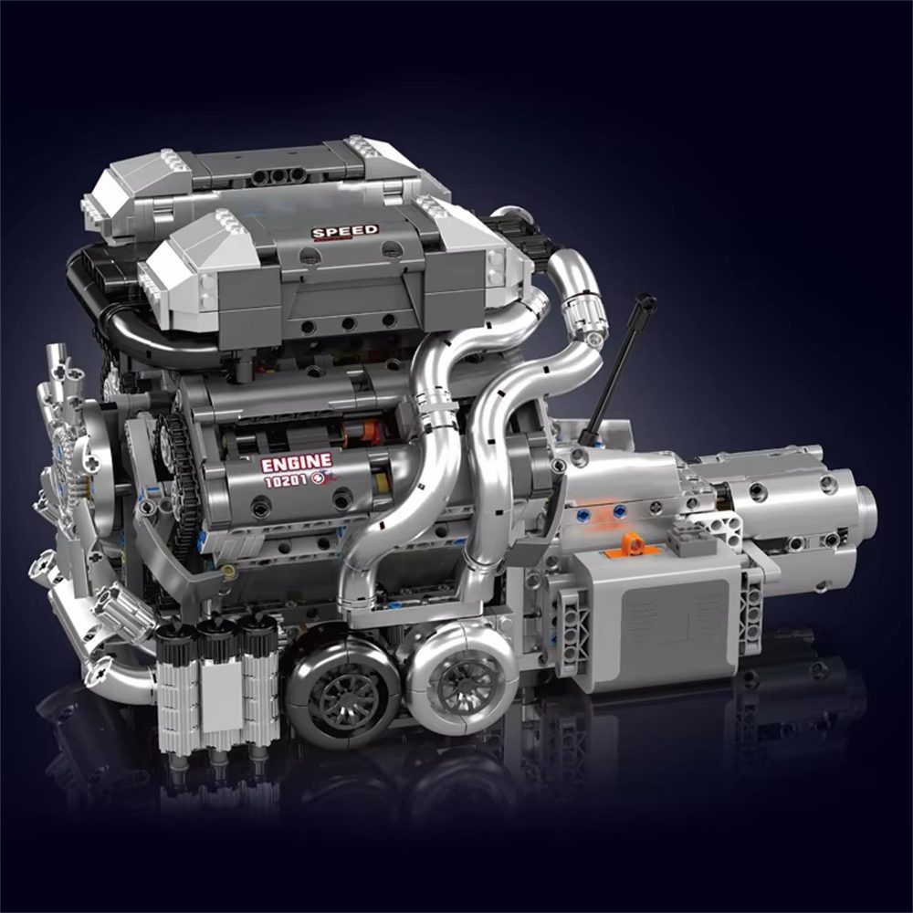 Mould King 10201 Technical Car Building Block Motorized Bug SuperCar W16 Engine with Gearbox Building Block Brick Kids Gift