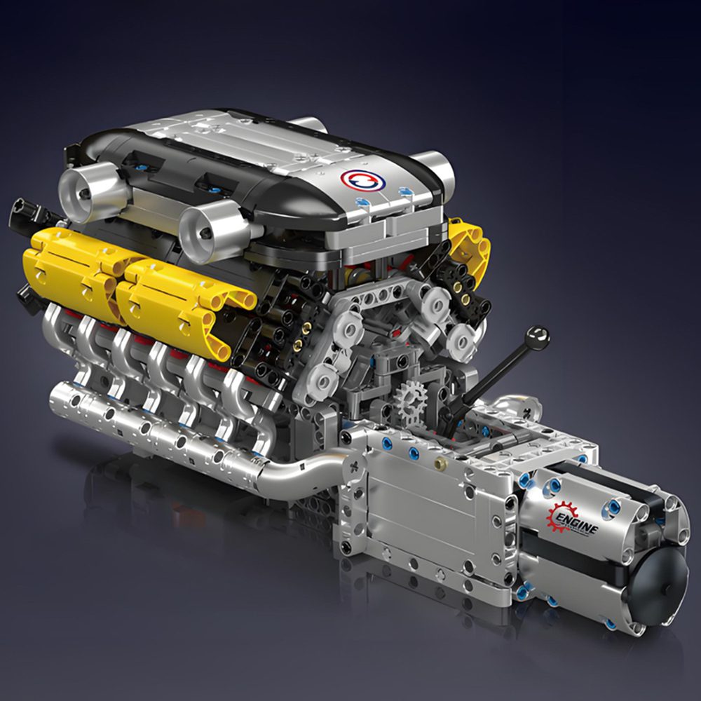 Mould King 10202 V12 Engine Model with Gearbox Motored for Technical Supercar LamBo Building Block Assembly Kit 1260PCS Kids Toys Gifts