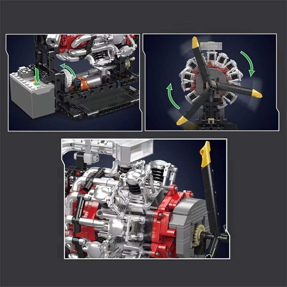 Mould King 10211 Technical Engine Toys Motorized Radial Aviation Engine Building Block Assembly Engine Set 1147PCS Kids Christmas Gift