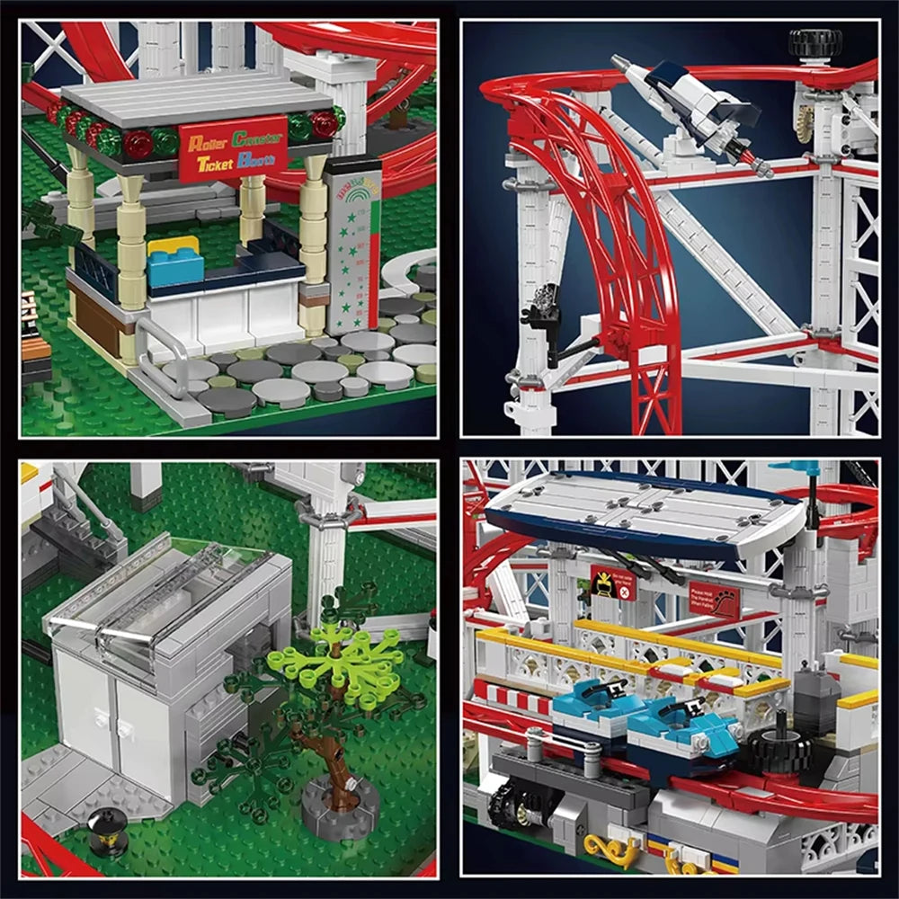 MOULD KING 11014 Motorized Rolle Loop Coaster Creative Building Block Brick Assembly Kit 3646+PCS Compatible With 10303 Set Kids Toys Christmas Gift