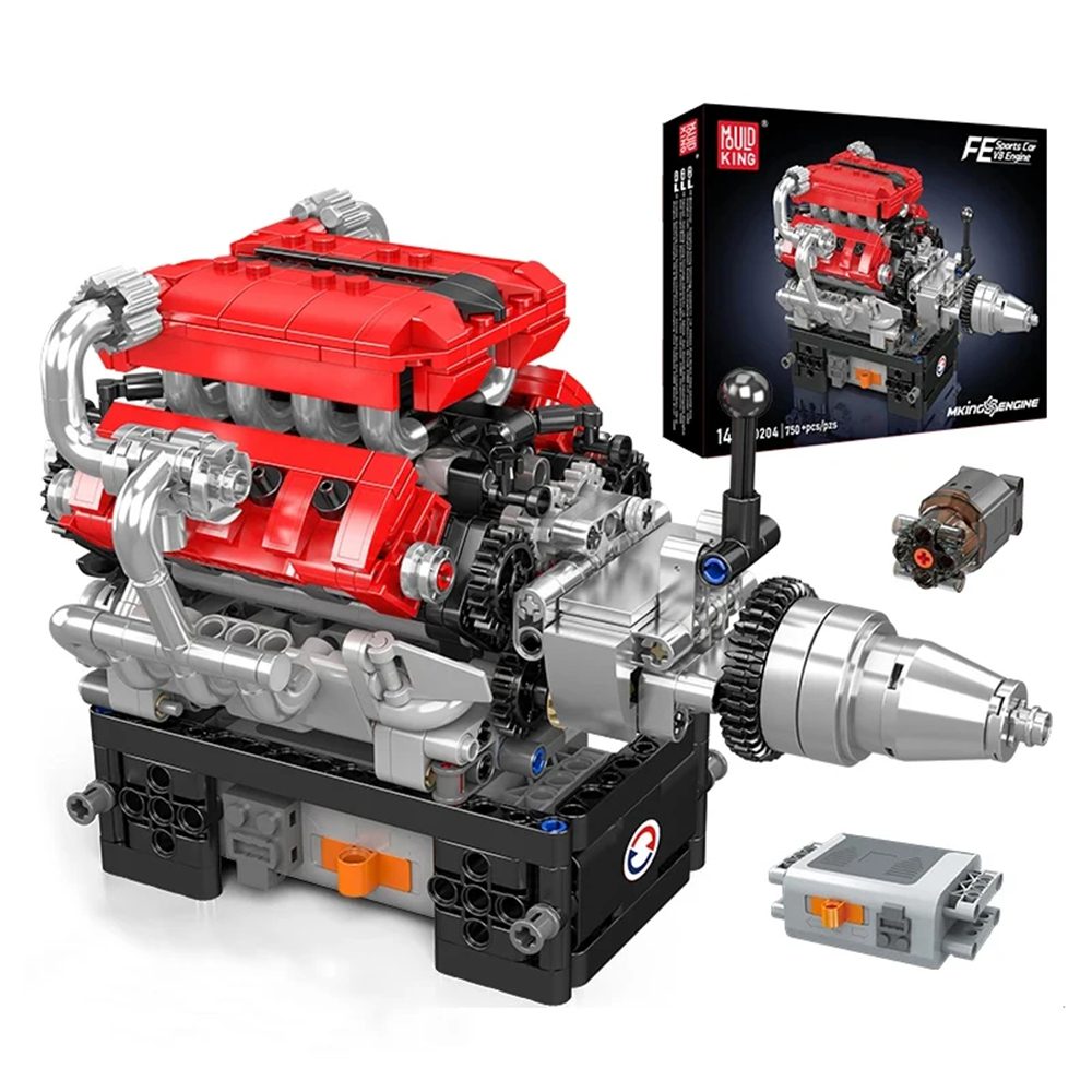 Mould King 10204 Technical Toys MOC Mechanical FE Sports Car V8 Engine Building Block Brick Assembly Kit 750PCS Kids Toys Christmas Gifts
