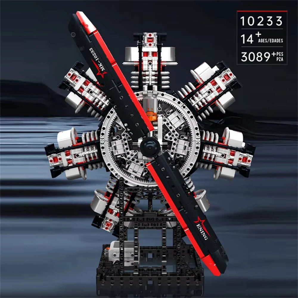 Mould King 10233 Technical Car Engine Model Motorized Radial Aviation Building Block Brick Assembly Kit 3089PCS Kids Toys Christmas Gifts