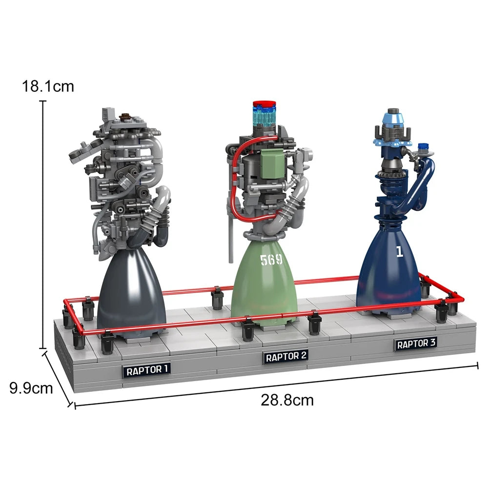 Mould King 10247 Raptor Rocket Engine Model Building Block Technical Car Engine Assembly Brick Science Discovery Toys Chrismas Gift
