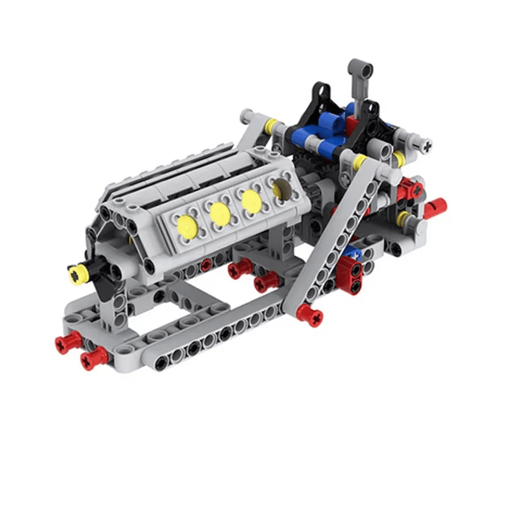 MOC High-Tech Mechanical Power Group V8 Engine Model Matched Sequential 4 Speed Gearbox Building Block Bricks DIY Toys
